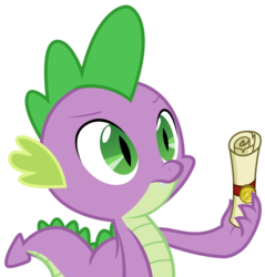 Size: 3288x3441 | Tagged: safe, artist:sketchmcreations, spike, dragon, 28 pranks later, g4, confused, high res, holding, male, scroll, simple background, solo, transparent background, vector