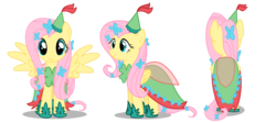 Size: 2800x1250 | Tagged: safe, artist:dragonchaser123, fluttershy, g4, clothes, cute, dress, female, gala dress, simple background, solo, transparent background, vector