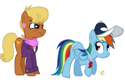 Size: 1500x1000 | Tagged: safe, artist:dragonchaser123, ms. harshwhinny, rainbow dash, flight to the finish, g4, clothes, dress, ear piercing, earring, hat, jewelry, piercing, simple background, transparent background, unamused, vector, whistle