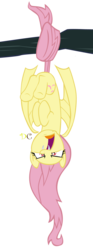 Size: 1000x2692 | Tagged: safe, artist:dragonchaser123, fluttershy, bat pony, pony, g4, fangs, female, flutterbat, hanging, prehensile tail, race swap, simple background, solo, transparent background, tree, upside down, vector