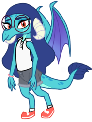 Size: 673x884 | Tagged: safe, artist:tsundra, princess ember, dragon, g4, bracelet, clothes, connie maheswaran, dragons wearing human clothes, female, glasses, jewelry, shirt, shoes, shorts, simple background, socks, solo, steven universe, transparent background