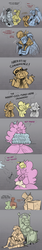 Size: 800x4756 | Tagged: safe, artist:egophiliac, apple bloom, applejack, big macintosh, granny smith, pinkie pie, pound cake, pumpkin cake, rainbow dash, scootaloo, soarin', spitfire, sweetie belle, robot, steamquestria, g4, apple, apple pie, clothes, comic, cupcake, cutie mark crusaders, dialogue, explosion, food, high five, humanized, pie, shrug, sitting, story included