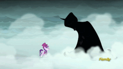 Size: 858x482 | Tagged: safe, screencap, princess luna, snowfall frost, spirit of hearth's warming yet to come, starlight glimmer, pony, a hearth's warming tail, g4, gif, non-animated gif, snow