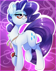 Size: 2200x2800 | Tagged: safe, artist:madacon, rarity, pony, unicorn, g4, abstract background, female, glasses, high res, mare, measuring tape, newbie artist training grounds, solo