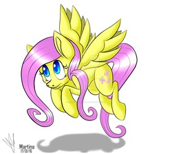 Size: 1024x917 | Tagged: safe, artist:jadehellfire, fluttershy, g4, female, floating, looking away, shy, simple background, solo, spread wings, watermark, white background