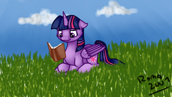 Size: 1920x1080 | Tagged: safe, artist:ryma2001, twilight sparkle, alicorn, pony, g4, book, female, newbie artist training grounds, reading, solo, twilight sparkle (alicorn)