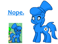Size: 800x600 | Tagged: safe, artist:barbra, oc, oc only, oc:nope, oc:yes, earth pony, pony, pony town, female, frown, hat, lidded eyes, mare, nope, sad, simple background, solo focus, top hat, white background
