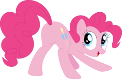 Size: 3585x2330 | Tagged: safe, artist:porygon2z, pinkie pie, earth pony, pony, balloonbutt, butt, female, iwtcird, mare, meme, open mouth, plot, presenting, simple background, solo, transparent background, vector