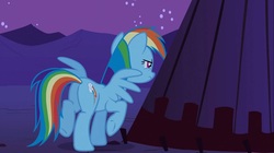 Size: 1100x618 | Tagged: safe, screencap, rainbow dash, pony, g4, over a barrel, butt, female, mare, plot, rainbutt dash