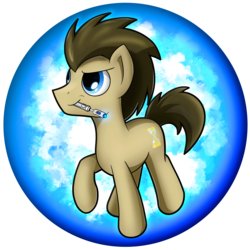 Size: 2539x2539 | Tagged: safe, artist:flamevulture17, doctor whooves, time turner, earth pony, pony, g4, doctor who, high res, male, mouth hold, orb, solo, sonic screwdriver, stallion