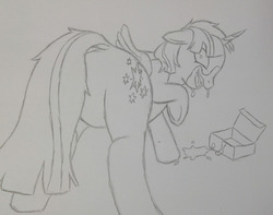 Size: 1280x1011 | Tagged: safe, artist:flutter3825, twilight sparkle, alicorn, pony, zombie, 28 pranks later, g4, butt, cookie zombie, featureless crotch, pencil drawing, plot, traditional art, twilight sparkle (alicorn)