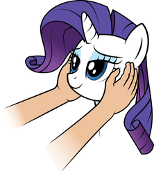 Size: 3170x3576 | Tagged: safe, artist:quarantinedchaoz, rarity, human, g4, bedroom eyes, cute, hand, holding, human fetish, petting, simple background, smiling, white background