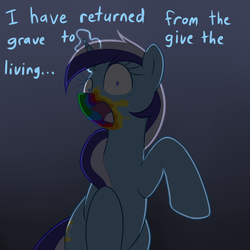 Size: 1280x1280 | Tagged: safe, artist:acersiii, minuette, pony, unicorn, 28 pranks later, g4, cookie zombie, female, looking at you, quote, rainbow muzzle, soldier, soldier (tf2), solo, team fortress 2