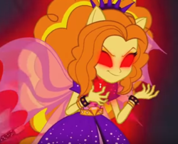 Size: 542x437 | Tagged: artist needed, source needed, safe, derpibooru exclusive, adagio dazzle, sonata dusk, equestria girls, g4, my little pony equestria girls: rainbow rocks, cropped, evil, fin wings, glowing eyes, jewelry, pendant, ponied up, red eyes, sirens doing siren things, smiling, welcome to the show