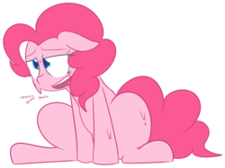 Size: 1280x955 | Tagged: safe, artist:mr-degration, pinkie pie, earth pony, pony, g4, female, panting, sexy, simple background, solo, sweat, transparent background