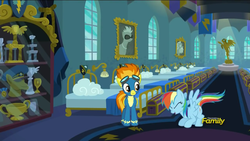 Size: 1920x1080 | Tagged: safe, screencap, rainbow dash, spitfire, pony, g4, newbie dash, clothes, cute, wonderbolts, wonderbolts uniform