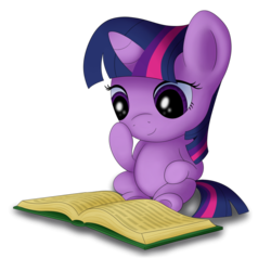 Size: 900x900 | Tagged: safe, artist:redquoz, twilight sparkle, g4, book, chibi, cute, female, shadow, simple background, smol, solo, twiabetes, weapons-grade cute