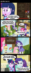 Size: 1288x3000 | Tagged: safe, artist:bredgroup, applejack, fluttershy, pinkie pie, rainbow dash, rarity, spike, twilight sparkle, comic:eg rpg, equestria girls, g4, my little pony equestria girls, boots, cafe, clothes, comic, heroes of might and magic, heroes of might and magic 3, high heel boots, screencap comic, skirt, twilight sparkle (alicorn)