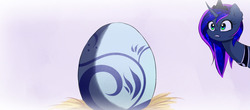Size: 1280x563 | Tagged: safe, artist:magnaluna, princess luna, g4, dragon egg, egg, female, solo