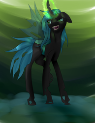 Size: 2975x3850 | Tagged: dead source, safe, artist:respectful-wishes, queen chrysalis, changeling, changeling queen, g4, female, high res, open mouth, solo