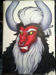 Size: 1224x1632 | Tagged: safe, artist:lupiarts, lord tirek, g4, bust, looking at you, male, markers, portrait, solo, traditional art