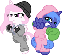 Size: 1930x1718 | Tagged: safe, artist:t-3000, princess celestia, princess luna, g4, boxing gloves, clothes, female, filly, filly celestia, filly luna, gritted teeth, hat, hoodie, newbie artist training grounds, punch-out!!, rocky (movie), rocky balboa, simple background, sweatpants, transparent background, woona, younger