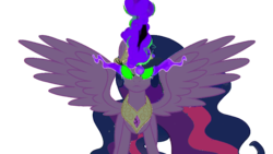Size: 1280x720 | Tagged: safe, artist:wolfangelmoon, twilight sparkle, alicorn, pony, g4, the crystal empire, crown, dark magic, ethereal mane, female, glowing eyes, jewelry, magic, mare, older, peytral, regalia, simple background, solo, sombra eyes, spread wings, tiara, transparent background, twilight sparkle (alicorn), ultimate twilight, vector, wings