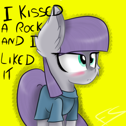 Size: 1024x1024 | Tagged: safe, artist:feathershine1, maud pie, g4, female, i kissed a girl, katy perry, rock, solo, song reference, that pony sure does love rocks