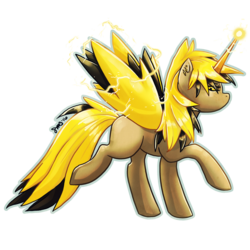Size: 3000x3000 | Tagged: safe, artist:bean-sprouts, alicorn, pony, zapdos, crossover, high res, pokémon, simple background, solo, transparent background