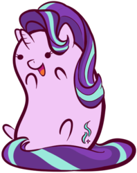 Size: 412x519 | Tagged: safe, artist:xchan, starlight glimmer, pony, unicorn, g4, bean, bean pony, cute, female, glimmerbetes, mare, open mouth, open smile, sausage pony, simple background, sitting, smiling, solo, transparent background