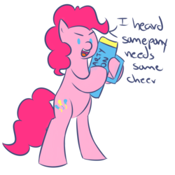 Size: 1000x1000 | Tagged: safe, artist:chrisrainicorn, pinkie pie, earth pony, pony, g4, bipedal, female, partillery, solo