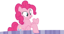 Size: 5982x3170 | Tagged: safe, artist:cloudy glow, pinkie pie, earth pony, pony, 28 pranks later, g4, season 6, blue eyes, female, heart, heart bulge, heart pounding, looking down, mare, simple background, solo, transparent background, vector, white background