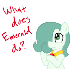 Size: 1500x1406 | Tagged: safe, artist:ficficponyfic, edit, oc, oc only, oc:emerald jewel, earth pony, pony, colt quest, amulet, child, color, colored, colt, cyoa, femboy, foal, hair over one eye, male, simple background, solo, story included, thinking, vector, white background
