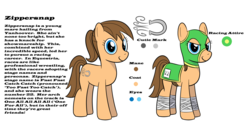 Size: 1488x800 | Tagged: safe, artist:mightyshockwave, oc, oc only, oc:zippersnap, looking at you, reference sheet, silly name, solo