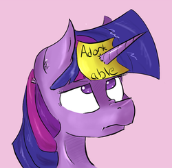 Size: 549x539 | Tagged: safe, artist:post-it, twilight sparkle, g4, adorkable, color, cute, dork, female, horn, horn impalement, solo, sticky note