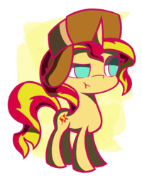Size: 2400x3000 | Tagged: safe, artist:malphee, sunset shimmer, pony, unicorn, g4, abstract background, female, hat, high res, solo, transparent background, ushanka