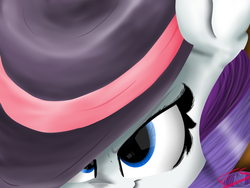 Size: 1024x769 | Tagged: safe, artist:feathershine1, rarity, g4, rarity investigates, detective rarity, fedora, female, hat, solo