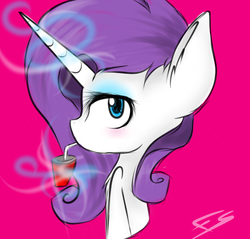 Size: 1024x977 | Tagged: safe, artist:feathershine1, rarity, g4, cup, female, magic, solo