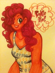 Size: 1536x2048 | Tagged: safe, artist:aru-lover, pinkie pie, human, g4, clothes, dress, female, humanized, solo