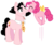 Size: 800x673 | Tagged: safe, artist:ellisarts, pinkie pie, oc, oc:gotcha, g4, concept, father and daughter, female, filly, groucho marx, ponified, pronking, tail bow