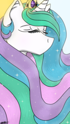 Size: 720x1280 | Tagged: safe, artist:barkmist, princess celestia, g4, bust, eyes closed, female, portrait, solo