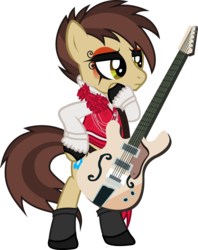 Size: 945x1196 | Tagged: safe, artist:lightningbolt, derpibooru exclusive, earth pony, pony, g4, .svg available, a fever you can't sweat out, bipedal, clothes, femboy, flower, guitar, makeup, male, panic! at the disco, ponified, rose, ryan ross, shoes, show accurate, simple background, socks, solo, stallion, svg, transparent background, vector, vest