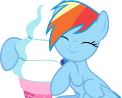 Size: 10271x8317 | Tagged: dead source, safe, artist:pink1ejack, rainbow dash, pegasus, pony, 28 pranks later, g4, absurd resolution, cute, dashabetes, female, food, ice cream, simple background, solo, transparent background, vector