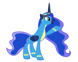 Size: 6000x4800 | Tagged: safe, artist:baronbronie, princess luna, alicorn, pony, g4, absurd resolution, clothes, female, goggles, mare, simple background, solo, transparent background, vector, wonderbolts uniform