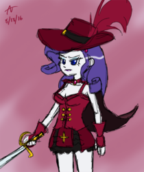 Size: 390x465 | Tagged: safe, artist:howlsinthedistance, rarity, equestria girls, g4, female, solo, sword, weapon