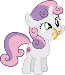 Size: 3000x3509 | Tagged: safe, artist:sollace, sweetie belle, pony, 28 pranks later, g4, .svg available, aweeg*, cute, cutie mark, diasweetes, eating, female, filly, high res, puffy cheeks, show accurate, simple background, solo, the cmc's cutie marks, transparent background, vector