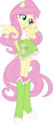 Size: 3000x6958 | Tagged: safe, artist:aqua-pony, fluttershy, equestria girls, g4, absurd resolution, boots, clothes, cute, female, flash puppet, high heel boots, ponied up, ponytail, shyabetes, skirt, smiling, socks, solo, tank top, wings