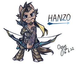 Size: 1200x1009 | Tagged: safe, artist:ogre, pony, hanzo, overwatch, pixiv, ponified, solo, video game