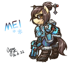 Size: 1200x1096 | Tagged: safe, artist:ogre, pony, mei, overwatch, pixiv, ponified, solo, video game