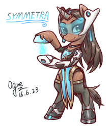 Size: 1057x1200 | Tagged: safe, artist:ogre, pony, hoof polish, overwatch, pixiv, ponified, solo, symmetra, video game